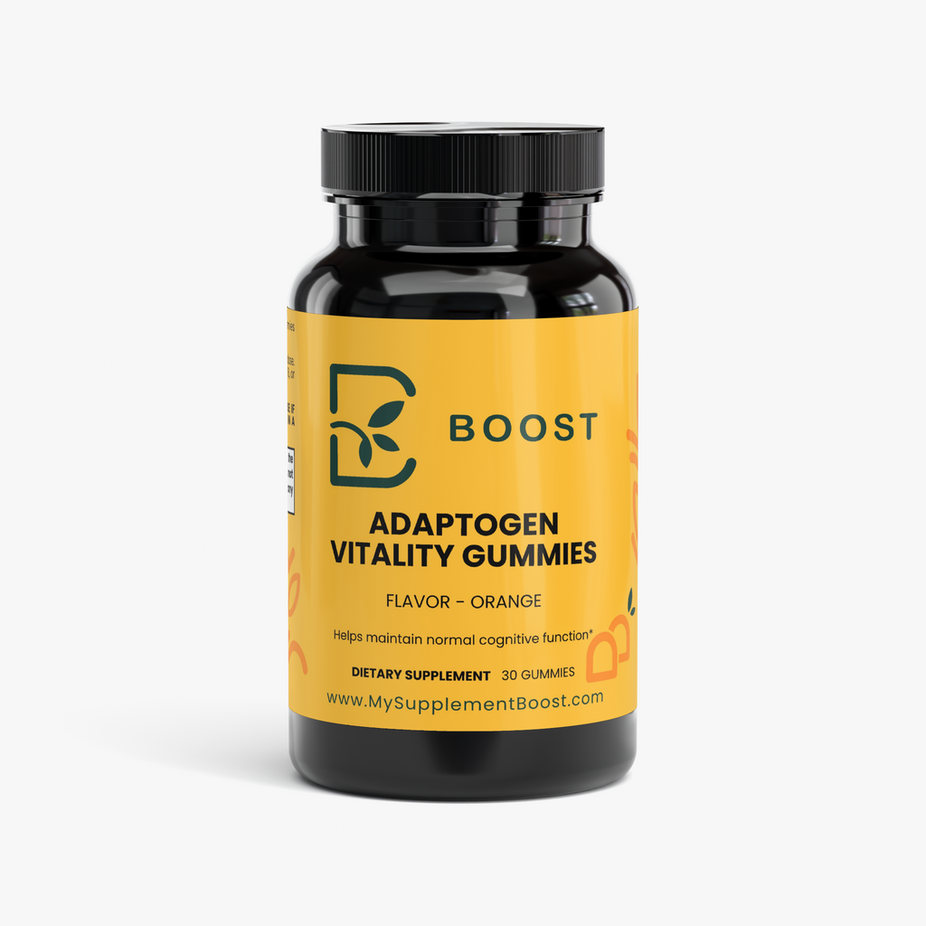 Adaptogen Vitality Gummies by My Supplement Boost, 30 gummies, front of the jar
