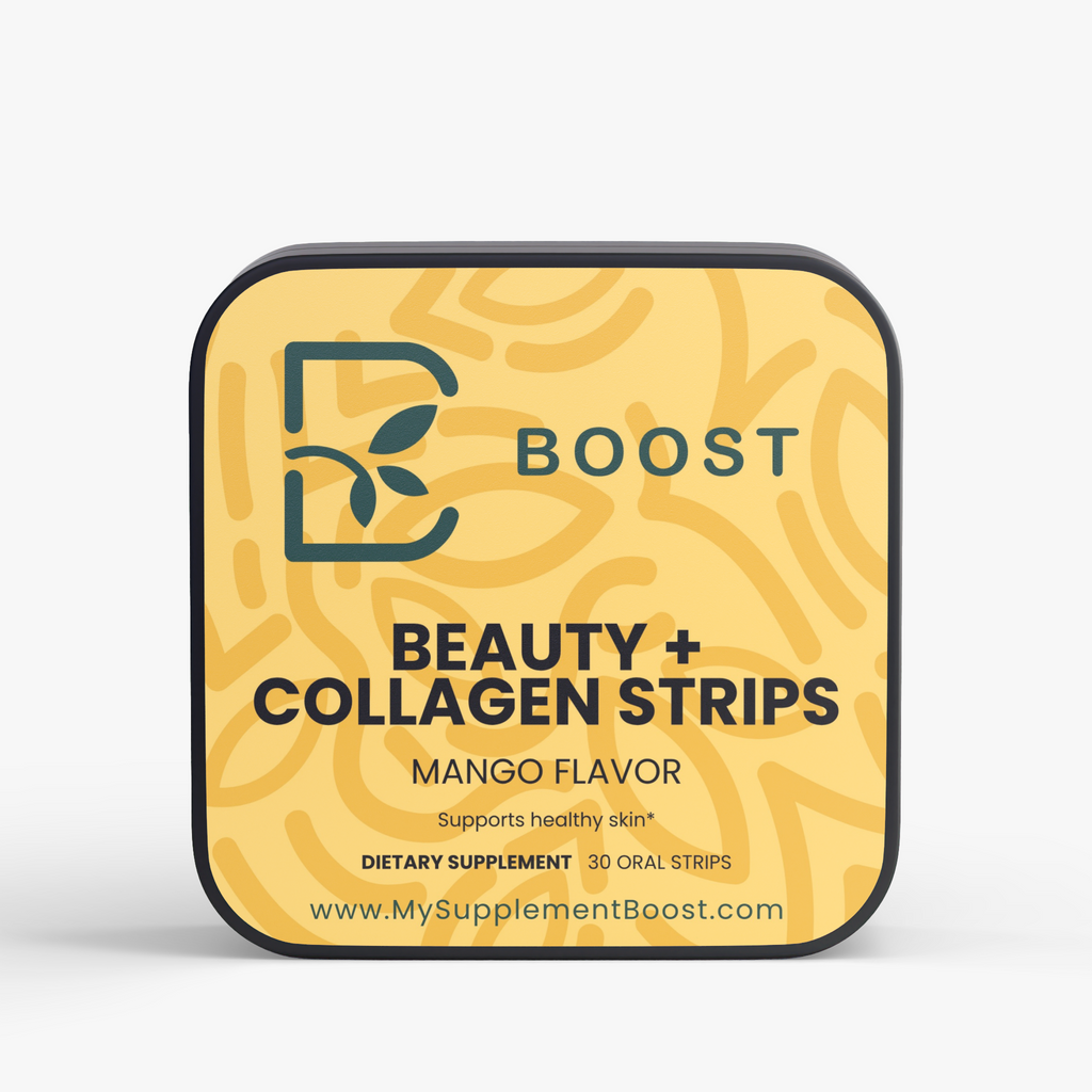 Beauty + Collagen Strips by My Supplement Boost, 30 Strips, front of the tin