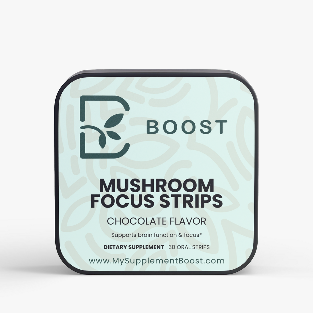 Mushroom Focus Strips by My Supplement Boost, 30 Strips, front of the tin