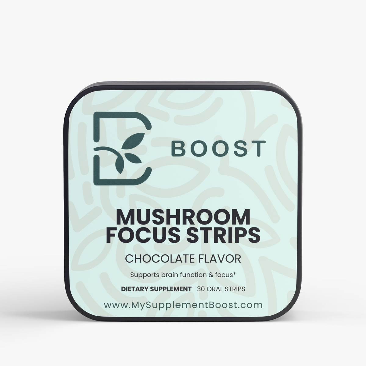 Mushroom Focus Strips by My Supplement Boost, 30 Strips, front of the tin