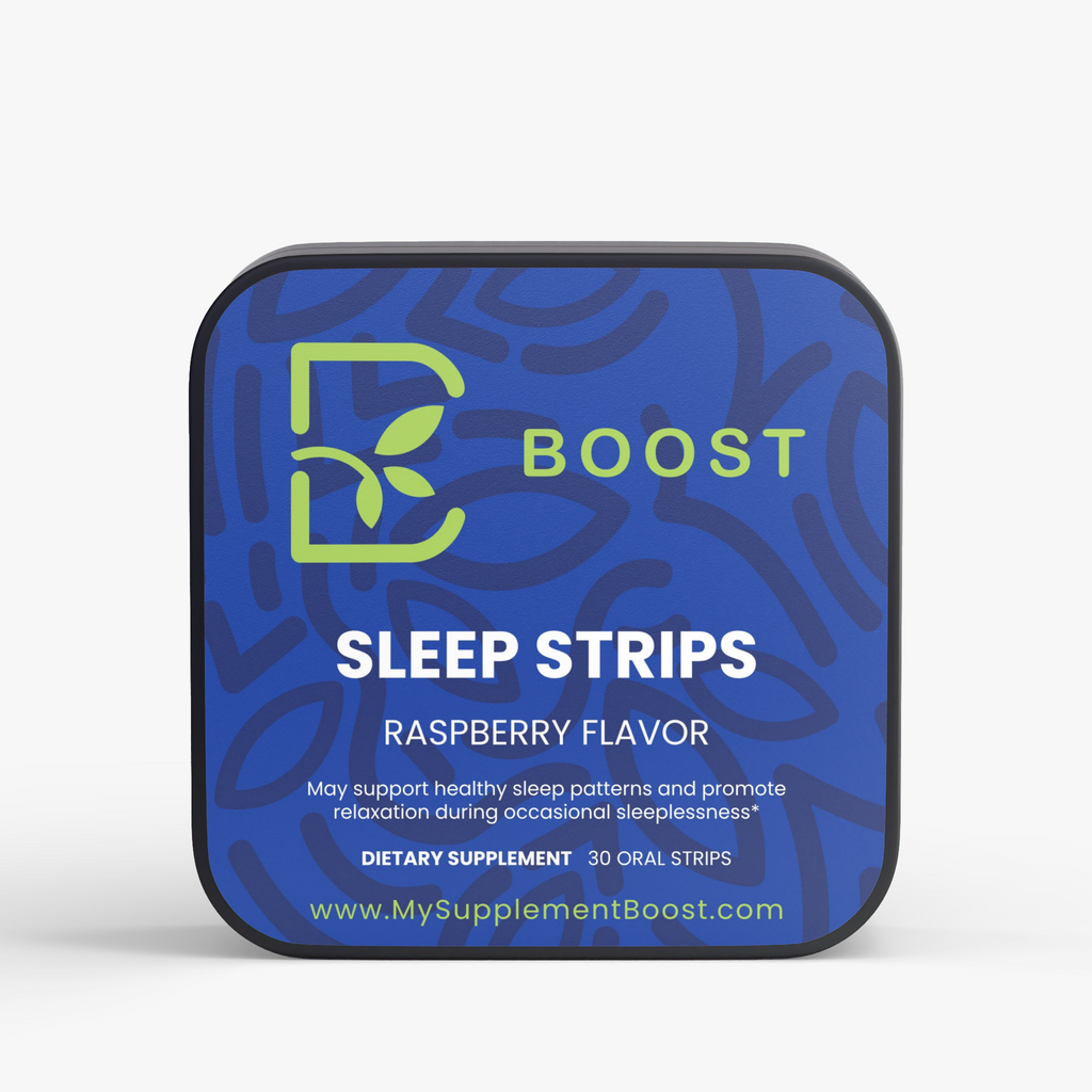 Sleep Strips by My Supplement Boost, 30 oral strips, front of the tin
