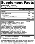 Supplement Facts panel for Mushroom Extract Complex, listing serving size, servings per container and the full ingredient list