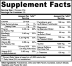 Supplement Facts panel for Energy Powder (Fruit Punch), listing serving size, servings per container and the full ingredient list